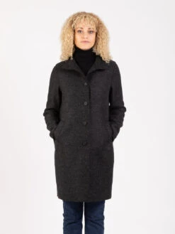 HARRIS WHARF LONDON Cappotto Egg Shaped Pressed Wool Antracite
