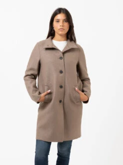 HARRIS WHARF LONDON Cappotto Egg Shaped Pressed Wool Taupe