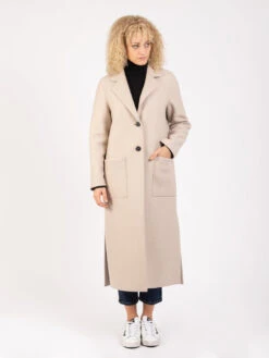 HARRIS WHARF LONDON Cappotto Long Boxy Pressed Wool Almond