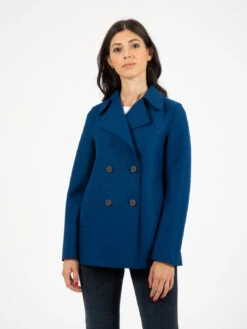 HARRIS WHARF LONDON Cappotto Peacoat Pressed Wool Oxford Blue