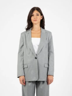 Blazer Con Trama Lurex Grigio