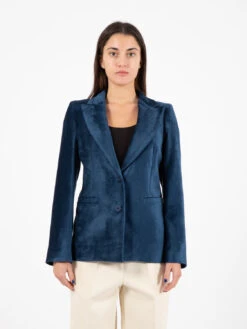 Blazer Sfiancato Velluto Blu