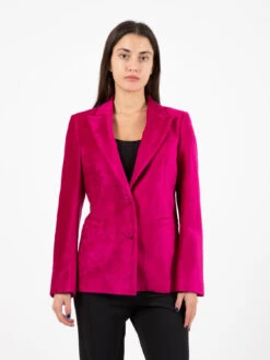 Blazer Sfiancato Velluto Fuxia
