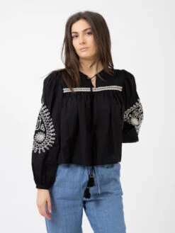 Camicia Dettaglio Ricamo Nera