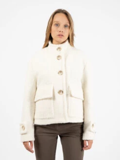 Cappotto Corto Bouclé Panna