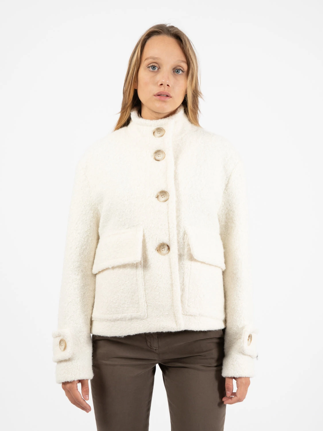 Cappotto Corto Bouclé Panna 3 Cappotto Corto Bouclé Panna