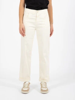 Pantalone Momfit Elastico Avorio