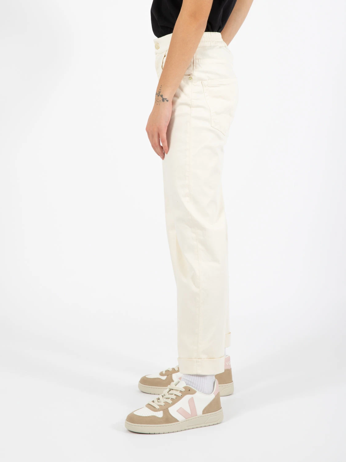 Pantalone Momfit Elastico Avorio 4 Pantalone Momfit Elastico Avorio - Image 2