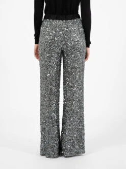 Pantalone Stretch Con Paillettes Argento -Couture per Lei kaos pantalone stretch con paillettes argento3