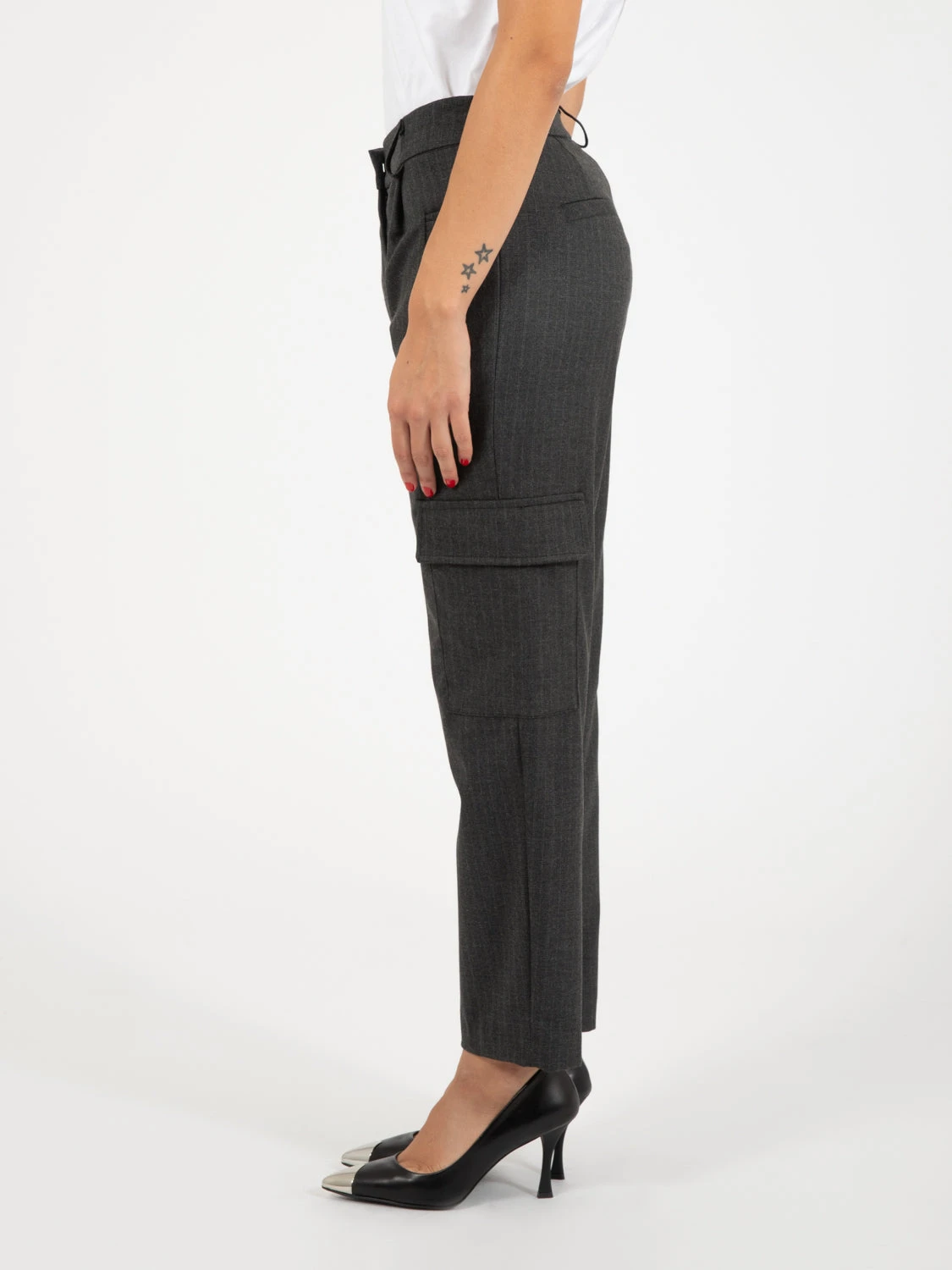 Pantaloni Cargo Gessato Grigio 4 Pantaloni Cargo Gessato Grigio - Image 2