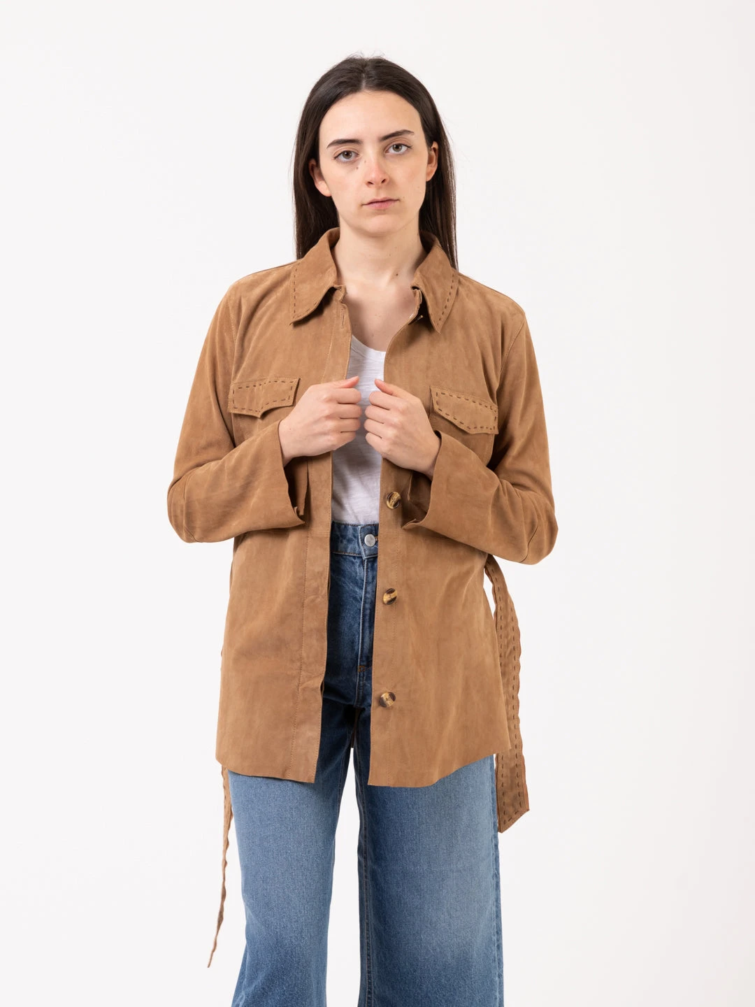 Giacca Sahariana Light Suede Orzo 4 Giacca Sahariana Light Suede Orzo - Image 2