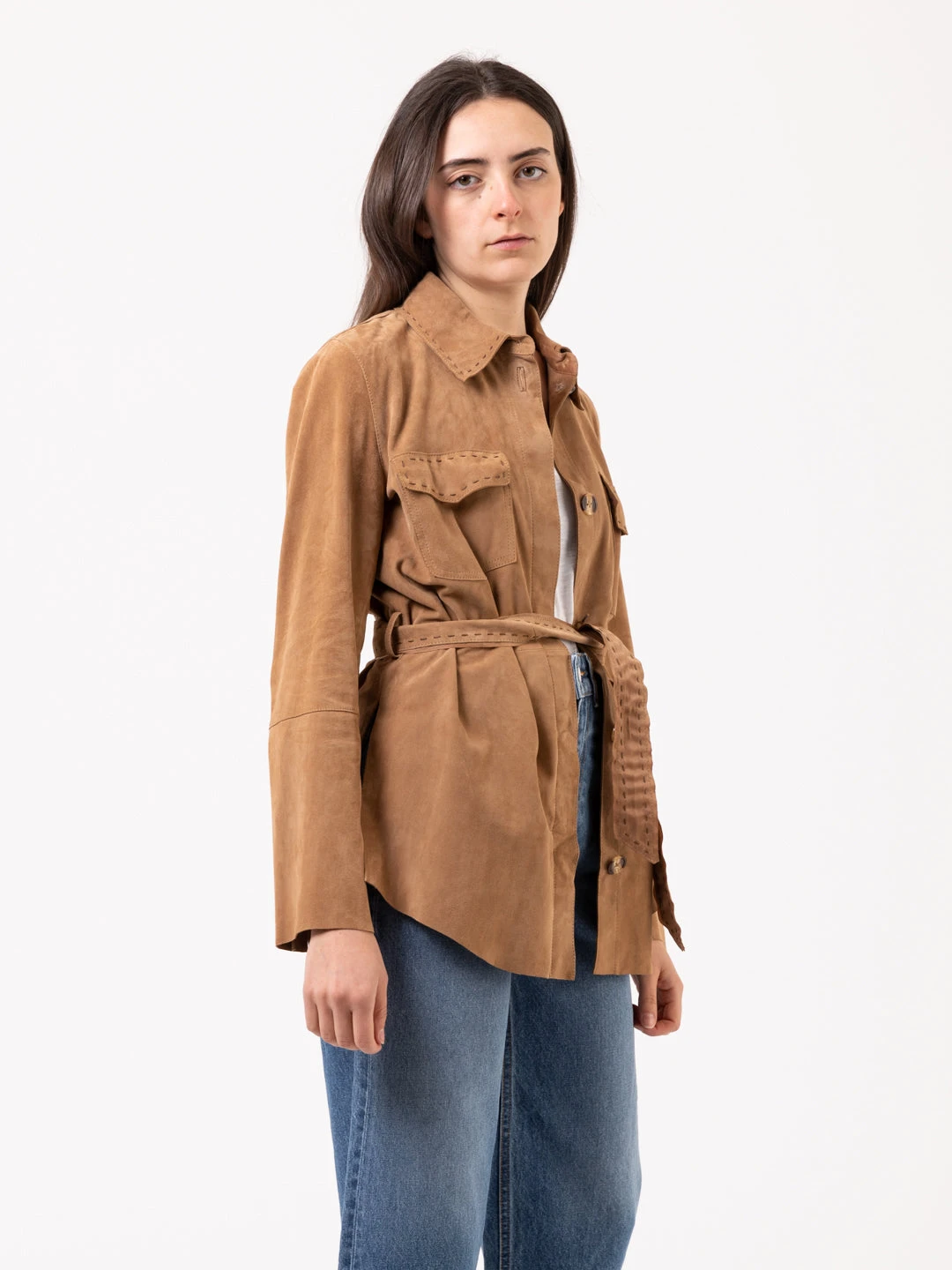 Giacca Sahariana Light Suede Orzo 3 Giacca Sahariana Light Suede Orzo