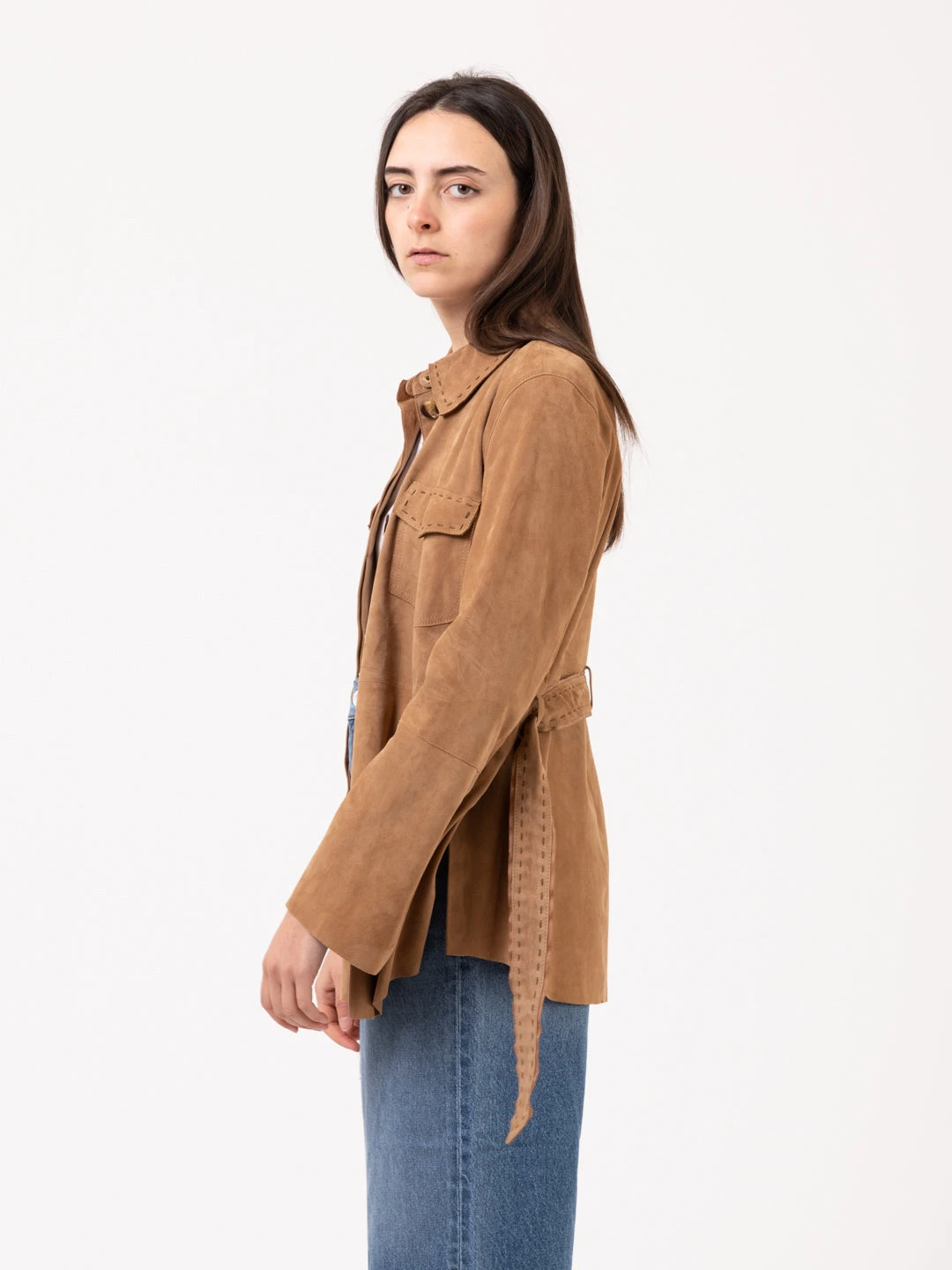 Giacca Sahariana Light Suede Orzo 6 Giacca Sahariana Light Suede Orzo - Image 4
