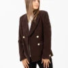 Blazer Doppiopetto In Velluto Caffè -Couture per Lei merci blazer doppiopetto in velluto caff3