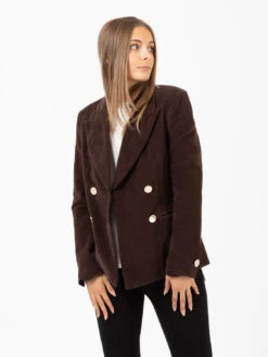 Blazer Doppiopetto In Velluto Caffè