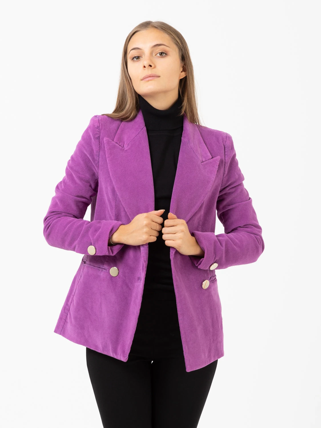 Blazer Doppiopetto In Velluto Viola 3 Blazer Doppiopetto In Velluto Viola