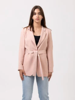Blazer Rose Con Cintura