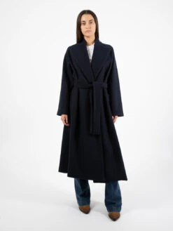 Cappotto A Vestaglia Con Fusciacca Blu