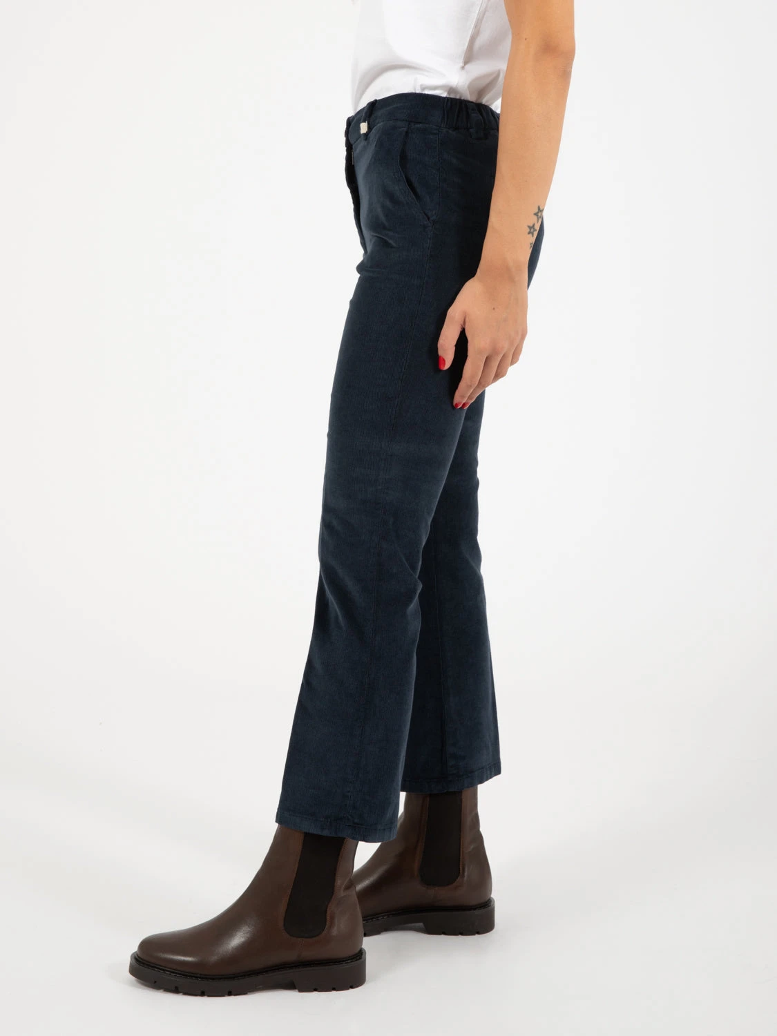 Pantalone In Velluto Blu Navy 4 Pantalone In Velluto Blu Navy - Image 2