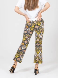 Pantaloni Mini Trombetta Fantasia Verde -Couture per Lei myths pantaloni mini trombetta fantasia verde3