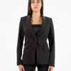 Blazer Crêpe Con Inserti In Ecopelle Nero -Couture per Lei nenette blazer crepe con inserti in ecopelle nero1