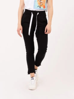 Joggers Neri Con Fettuccia Logata
