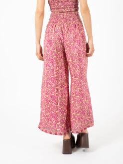 Pantalone Palazzo Stampa Floreale Oro / Rosa -Couture per Lei pahiesa pantalone palazzo stampa floreale oro rosa3