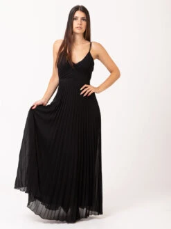 Patrizia Pepe Abito Bustier Plissettato Nero