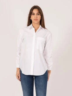 Patrizia Pepe Camicia Bianco Ottico Con Polsini Elastici