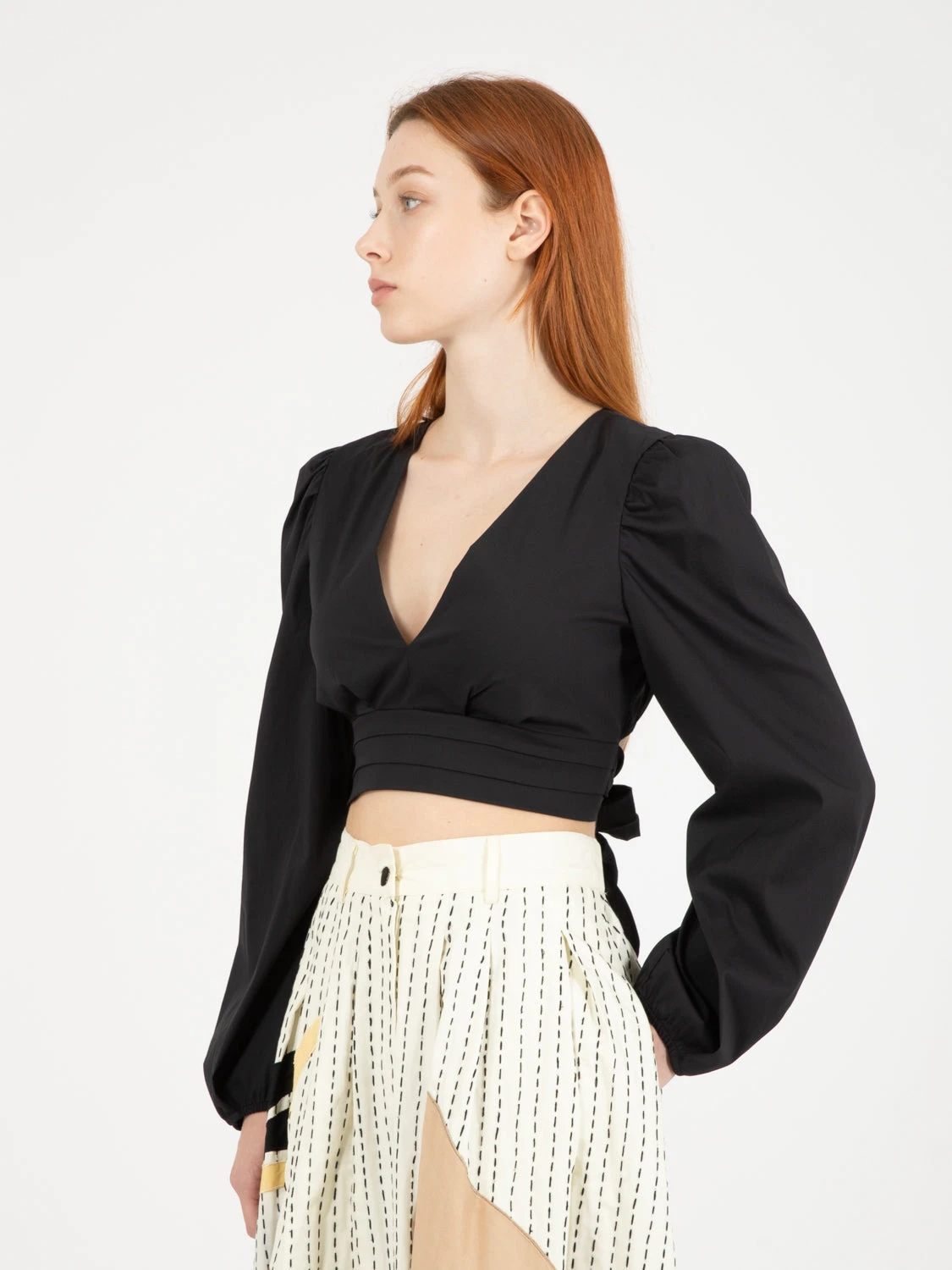 Patrizia Pepe Camicia Cropped In Misto Cotone Nera 4 Patrizia Pepe Camicia Cropped In Misto Cotone Nera - Image 2