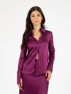 Patrizia Pepe Camicia Fluida In Raso Futuristic Purple