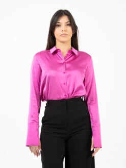 Patrizia Pepe Camicia Fluida In Raso Orchid Purple