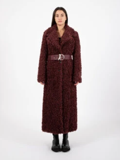 Patrizia Pepe Cappotto In Ecopelliccia Con Cintura Organic Purple