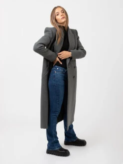 Patrizia Pepe Cappotto Lungo Doppiopetto Walnut Green Melange