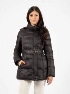 Patrizia Pepe Piumino Con Cappuccio E Cintura Nero