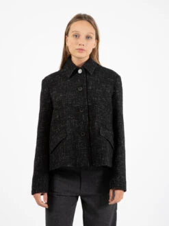 Giacca Corta Avril In Tweed Nero