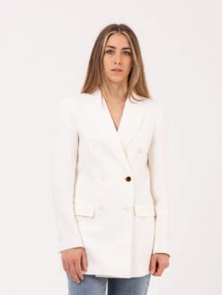 Blazer Doppiopetto Bianco In Lino