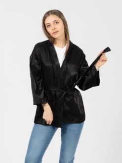Blazer Kimono Nero Con Fusciacca