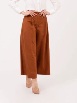 Pantaculottes Ampi Cuoio Con Pinces
