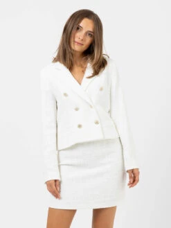 Blazer Corto Doppiopetto Bouclé Panna