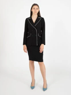 Blazer Doppiopetto Nero Bordo Bianco -Couture per Lei stimm blazer doppiopetto nero bordo bianco1