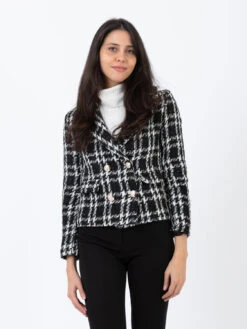 Blazer Doppiopetto Tweed Nero / Bianco