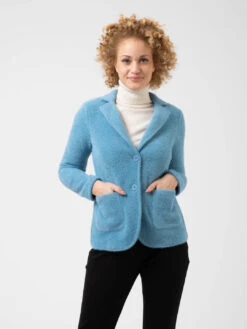 Blazer Morbido Peloso Azzurro