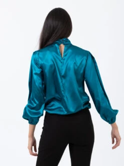 Camicia Collo Alto Ottanio In Raso -Couture per Lei stimm camicia collo alto ottanio in raso3