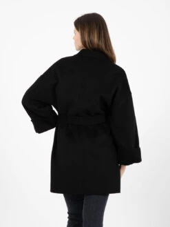 Cappotto Corto Amber Con Fusciacca Nero -Couture per Lei stimm cappottino amber con fusciacca nero3