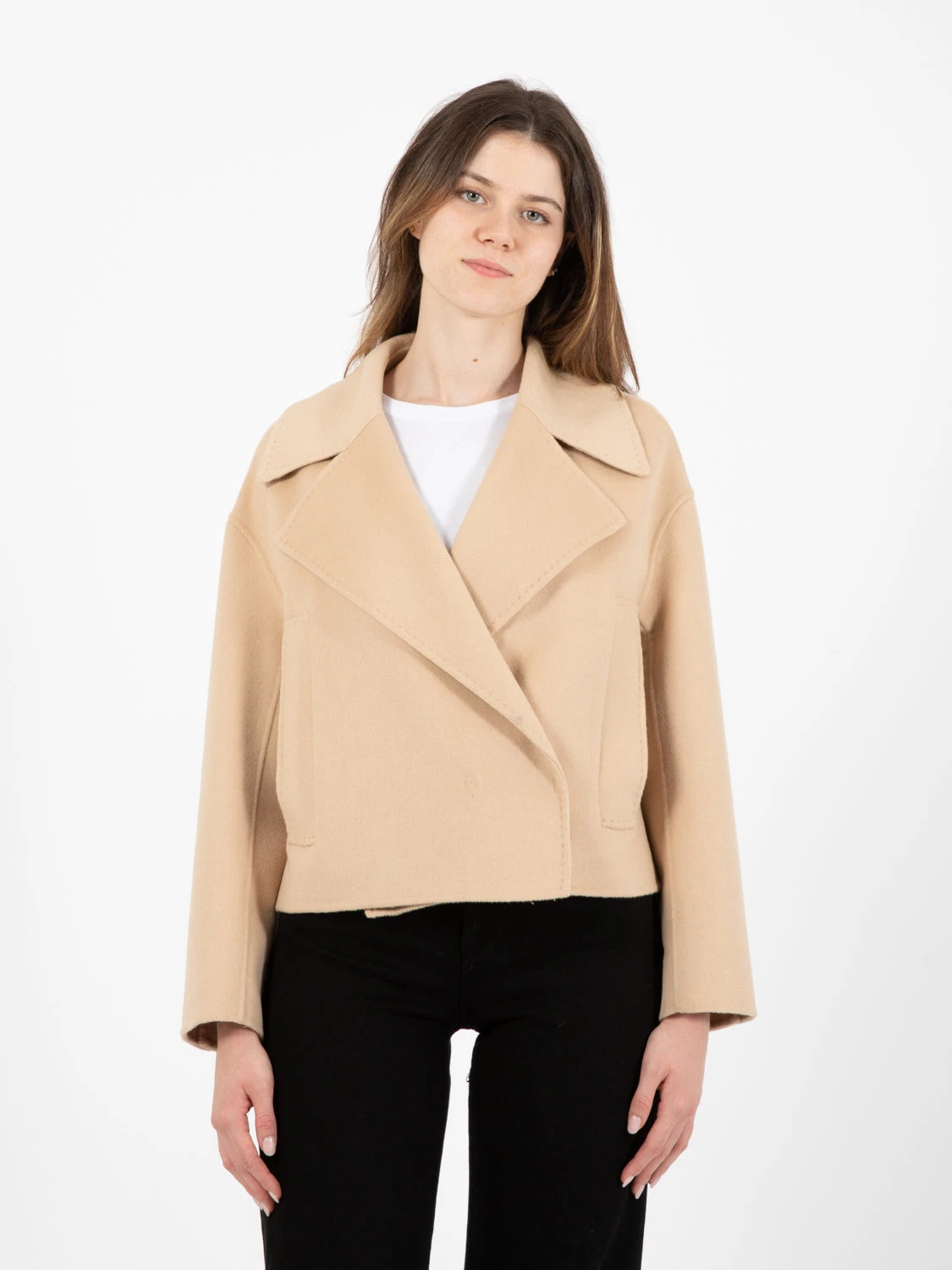 Cappotto Corto Scarlett In Lana Beige 3 Cappotto Corto Scarlett In Lana Beige
