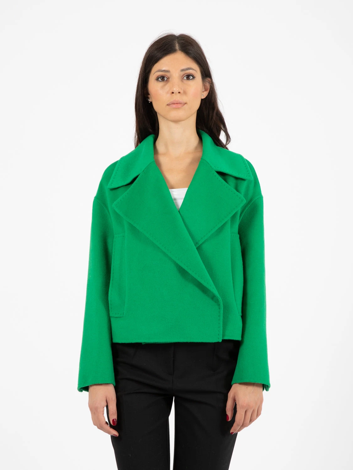 Cappotto Corto Scarlett In Lana Verde 3 Cappotto Corto Scarlett In Lana Verde