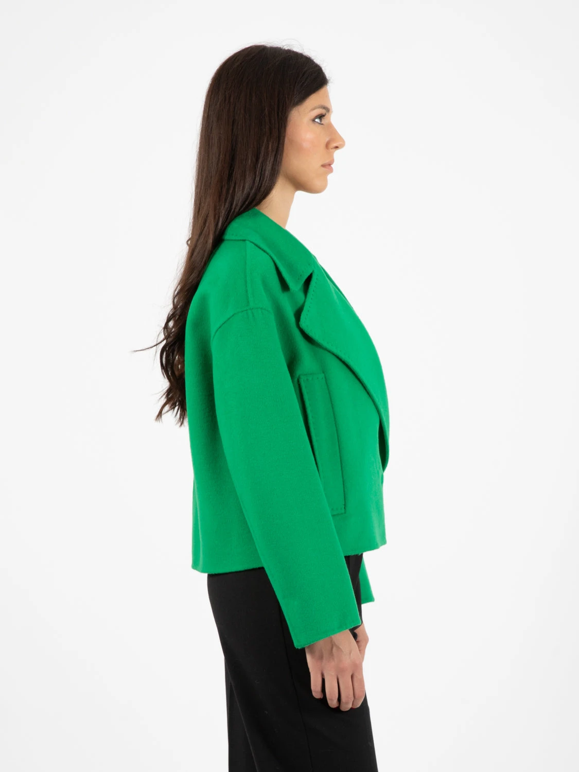 Cappotto Corto Scarlett In Lana Verde 4 Cappotto Corto Scarlett In Lana Verde - Image 2