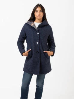 Cappotto Lungo In Lana Cotta Blu