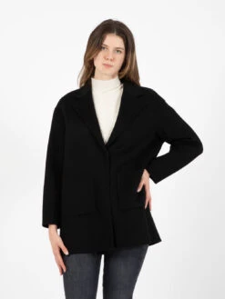 Cappotto Monopetto Scarlett In Lana Nero